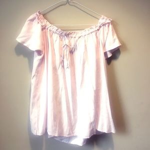 White Pink Off Shoulder Blouse